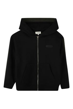 black cotton hoodie LANVIN KIDS | N3029809B